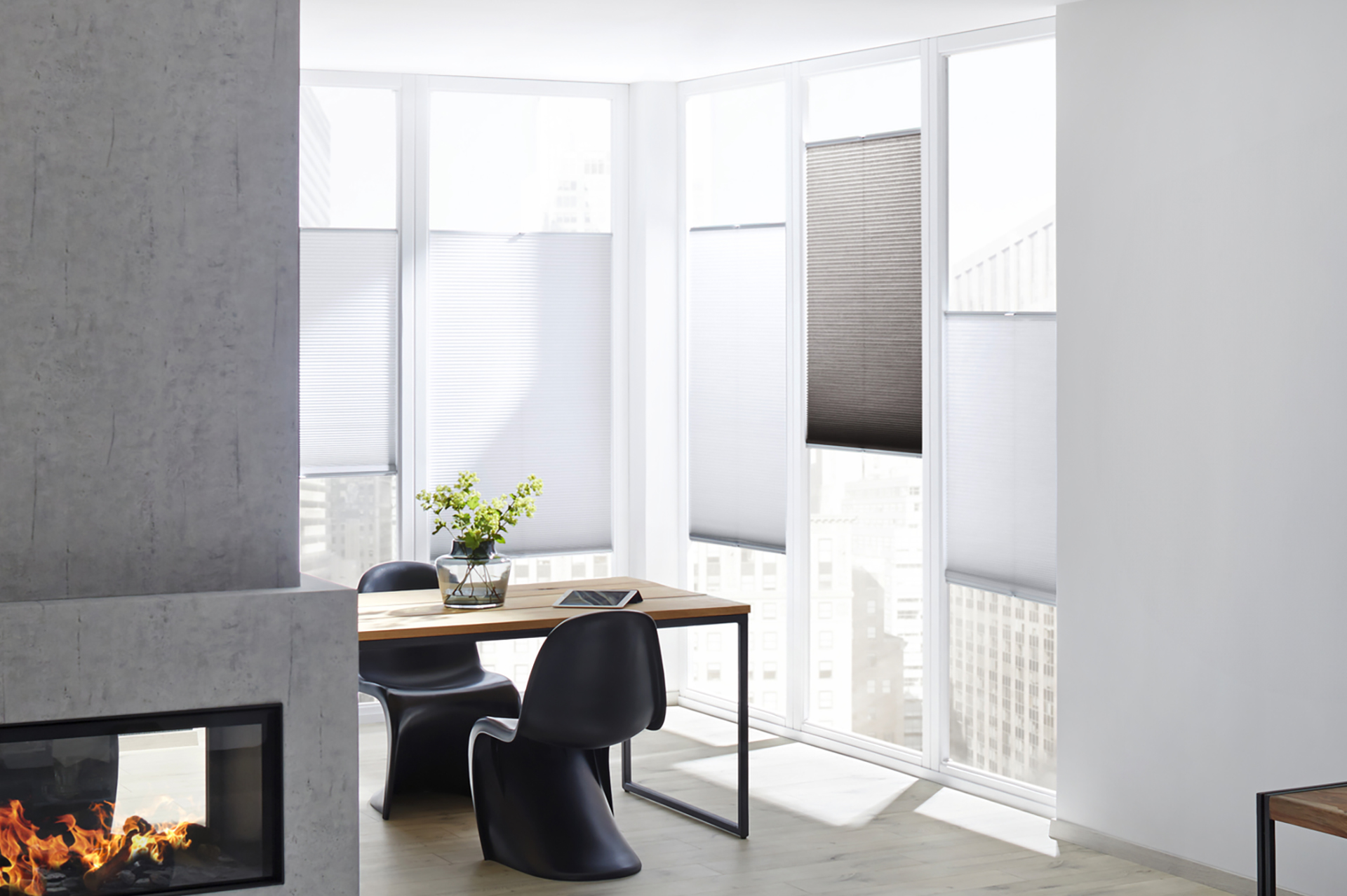 Duette® Shades Full Room Photo White Grey In Living Room Kopi Cropped