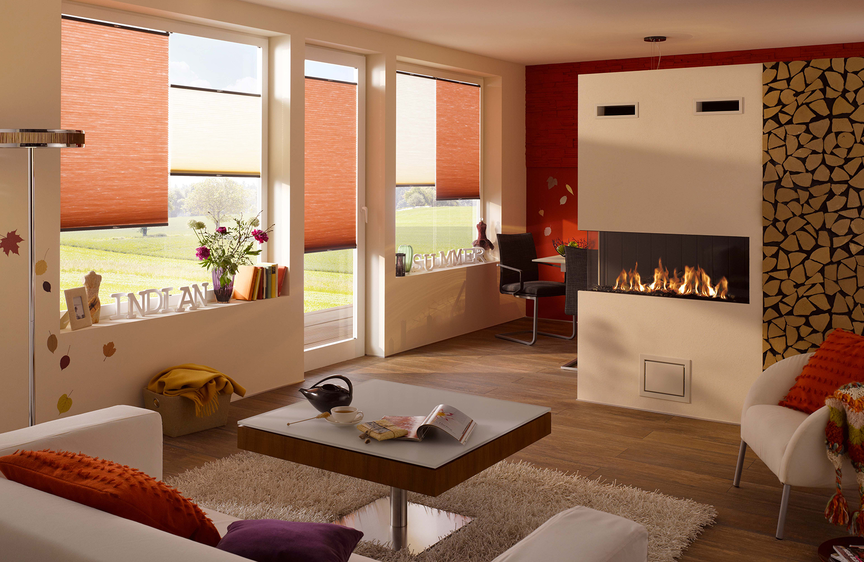 Lysdempende Plissegardiner Markisemannen Stue Røde Gardiner